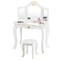 Gymax Kids Makeup Dressing Table Chair Set Princess Vanity and Tri-folding Mirror White